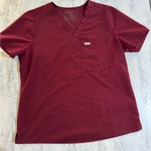 FIGS Burgundy Catarina Scrub Top